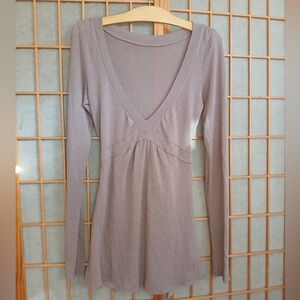 Anthropologie - Mauve Pink Purple Longsleeve Shirt V Neck Tunic - Medium